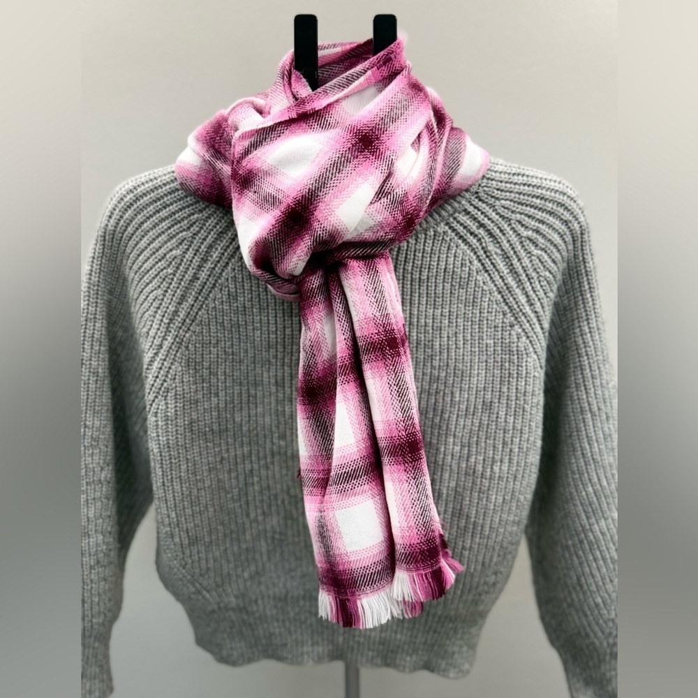 GAP Pink and White Plaid Scarf